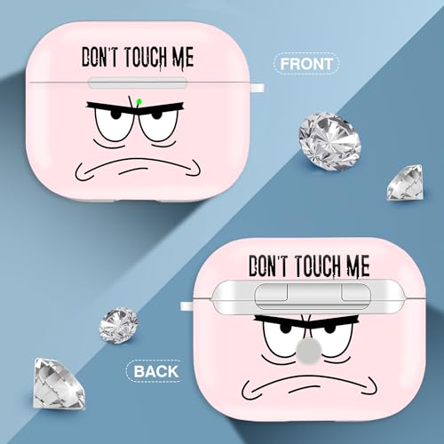 Image of for Airpods 3rd Generation Case,Don't Touch Me Cool Cover with Lanyard Big Eyes Cute Cartoon for Airpods 3rd Generation Case,Soft Shockproof Cover for Women Men-Pink