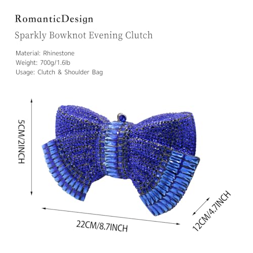 Image of RomanticDesign Women Sparkly Bowknot Evening Clutch Luxury Rhinestone Bride Purse Wedding Party Prom Banquet Handbag