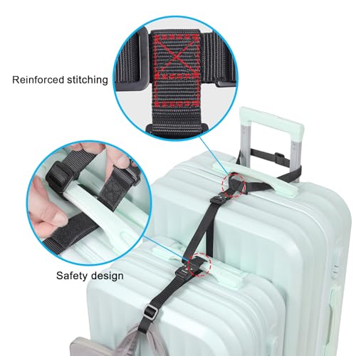 Vigorport Luggage Straps, Metal Luggage Connector Straps for Suitcases Add A Bag and Connect Your 2 Suitcases Together Adjustable Attachment Accessories Belts (0.75" Width Small Size)