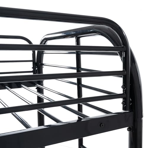 EMKK Metal Bunk Bed Twin Over Twin Size, Bunk Beds with Side Ladders & Safety Guard Rail, Space-Saving Design, Noiseless,Bunk Bed for Kids, Teens & Adults Bunk Bed, Heavy Duty Metal Slats - Thumbnail 5