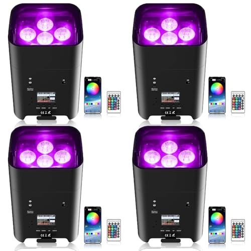 Projecteur LED Rechargeable RGBWA+UV 108W - Télécommande Et App, Batterie 9600mAh