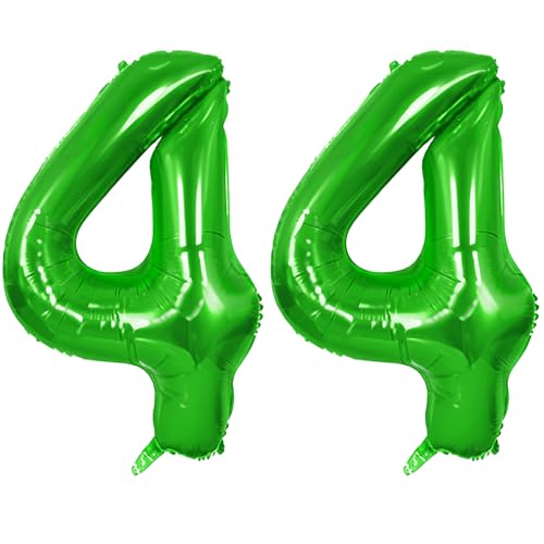 Number 44 Balloons for 44th Birthday Party Decorations, 0-100 Large No.44 Balloons for Women Men and Her Him, 40 Inch Fruit Green Foil Helium Balloon for 44 Year Old Anniversary Decorations