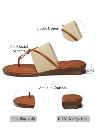 Image of Coutgo Womens Flip Flops Wedge Sandals Dressy Beach Summer Flats Comfortable Slip on Stretch Slippers Shoes