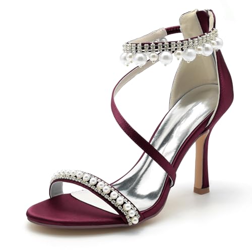 Sandales à talons hauts bout ouvert chaussures été femme escarpins mariage satin