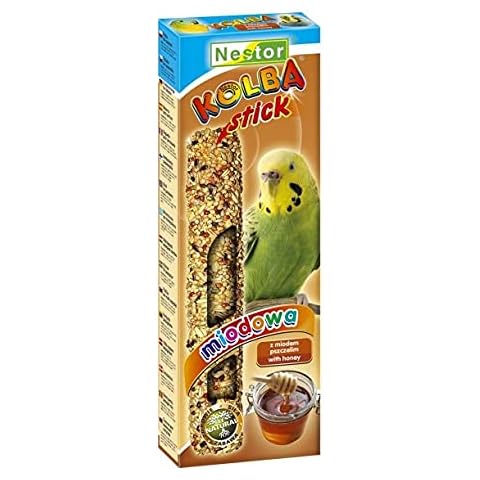 2x Parakeets Sticks HONEY Budgie Flask Bird Food 85g Canary Parrots Parakeet Finches Canaries Pet + Hooks Cover