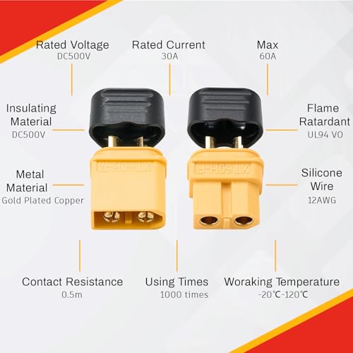 Image of Frienda 48 Pair XT60 Connectors (XT60 Upgrade) LiPo Battery Connectors Male Female Bullet Connector Plugs for RC Parts LiPo Battery
