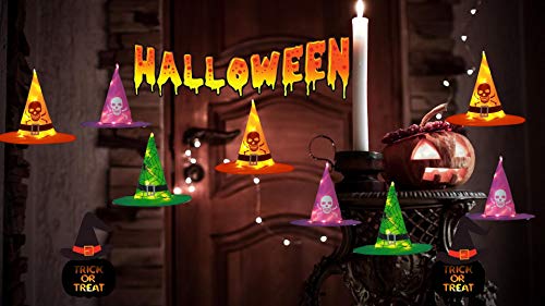 Diy Halloween Lawn Decorations Printed Witch Hats Caps String Lights, 8Pcs Hanging Lighted Witch Hat For Halloween Decor, Waterproof And 8 Modles Flash For Outdoor Or Indoor (8Pc Hats/30Ft) #TOP5
