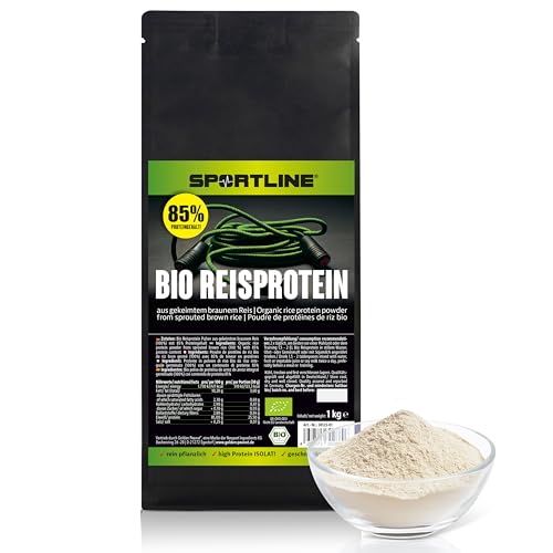 Sportline Bio Reisprotein 1 kg, 85% hoher Eiweiß Gehalt, pflanzliches Protein pur aus braunem Reis gekeimt