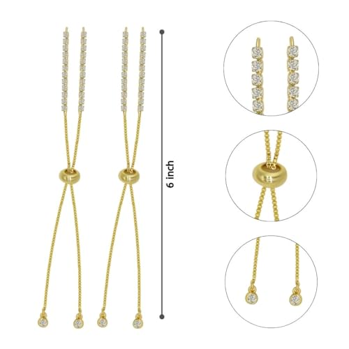 Image of SATRA TRADERS Brass Diamond Adjustable Slider Chain Bracelet | Size : 4inch | Qty : 2pcs | B1