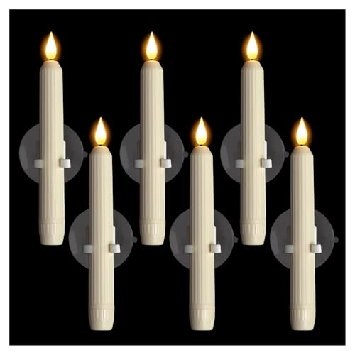 Bougies coniques à DEL sans flamme YTCPMHEA avec minuterie et ventouses | Lot de 6
