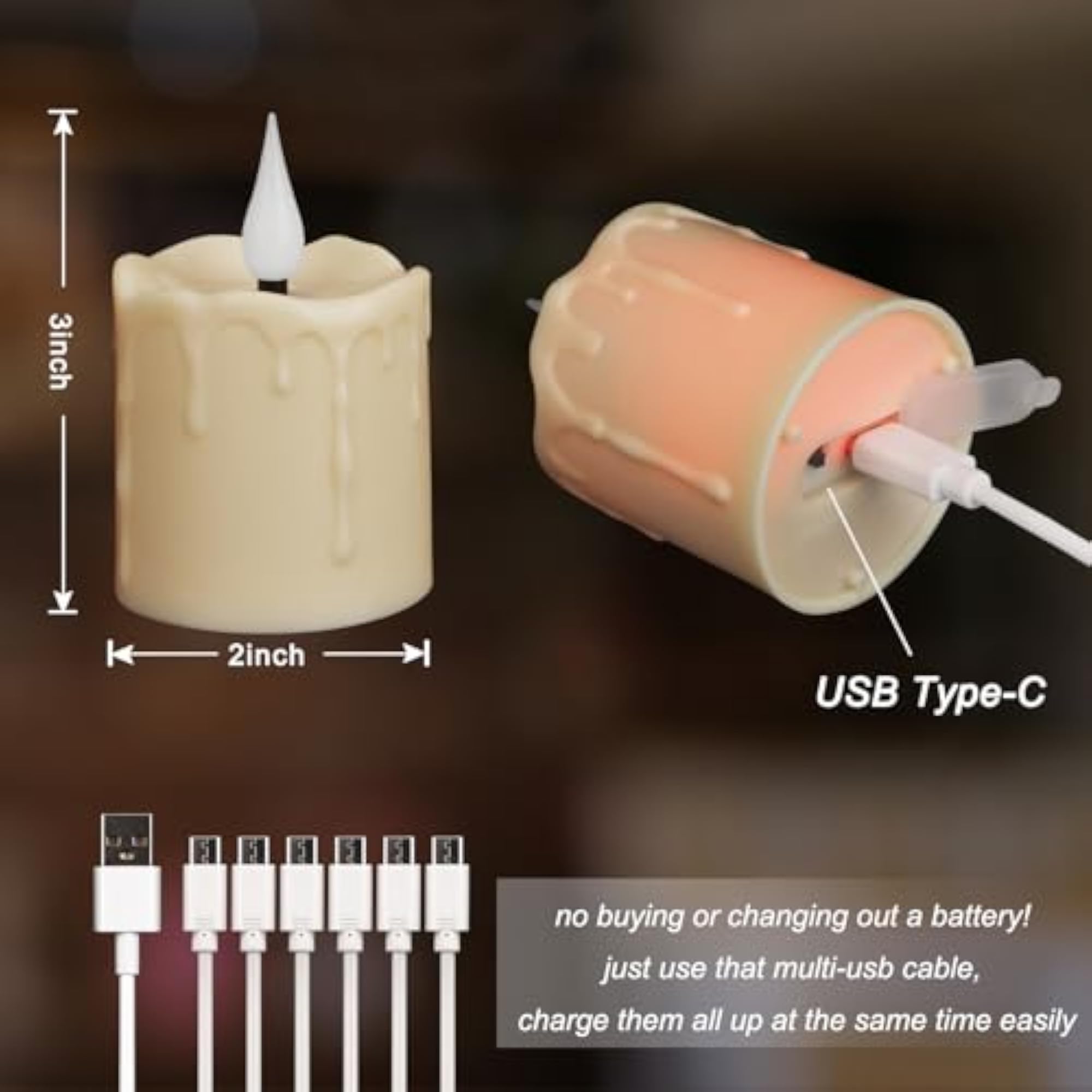 Rechargeable Flameless LED Votive Candles with Timer Remote