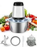Picadora Eléctrica 350W, Trituradora de Alimentos Multifuncional con 2L Bowl Acero Inoxidable, 4 Cuchillas de Dos Niveles, 2 Velocidades, Picadora de Carne Eléctrica para Verduras, Frutas y Carne