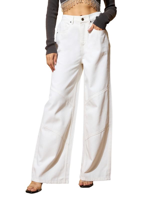Image of barcino Women White Straight Jeans BAJEAN0672-M66 -L