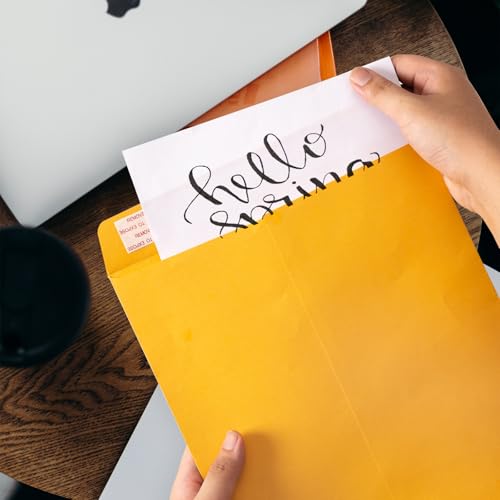 10x13 Catalog Envelopes Self Seal 100 Pack, Goefun 100GSM Paper Yellow Brown Manilla Envelopes with Peel and Seal Flap for Mailing, Organizing and Storage by Goefun - Image 6