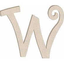 8 Inch Wooden Letters W Curlz Girl Font, Unfinished MDF Alphabet ABC Cutout, Monogram Initial Paintable Lettering