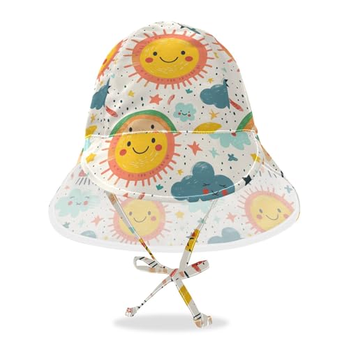 Cartoon Cute Sun Moon Clorful Infant Sun Hat Baby Boys Bucket Hat Toddler Girl UV Protection Adjustable Traveling Camping