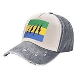 Casquette de baseball rétro pour homme avec imprimé drapeau du Gabon, visière incurvée, protection solaire pour l'extérieur., Gris, taille unique