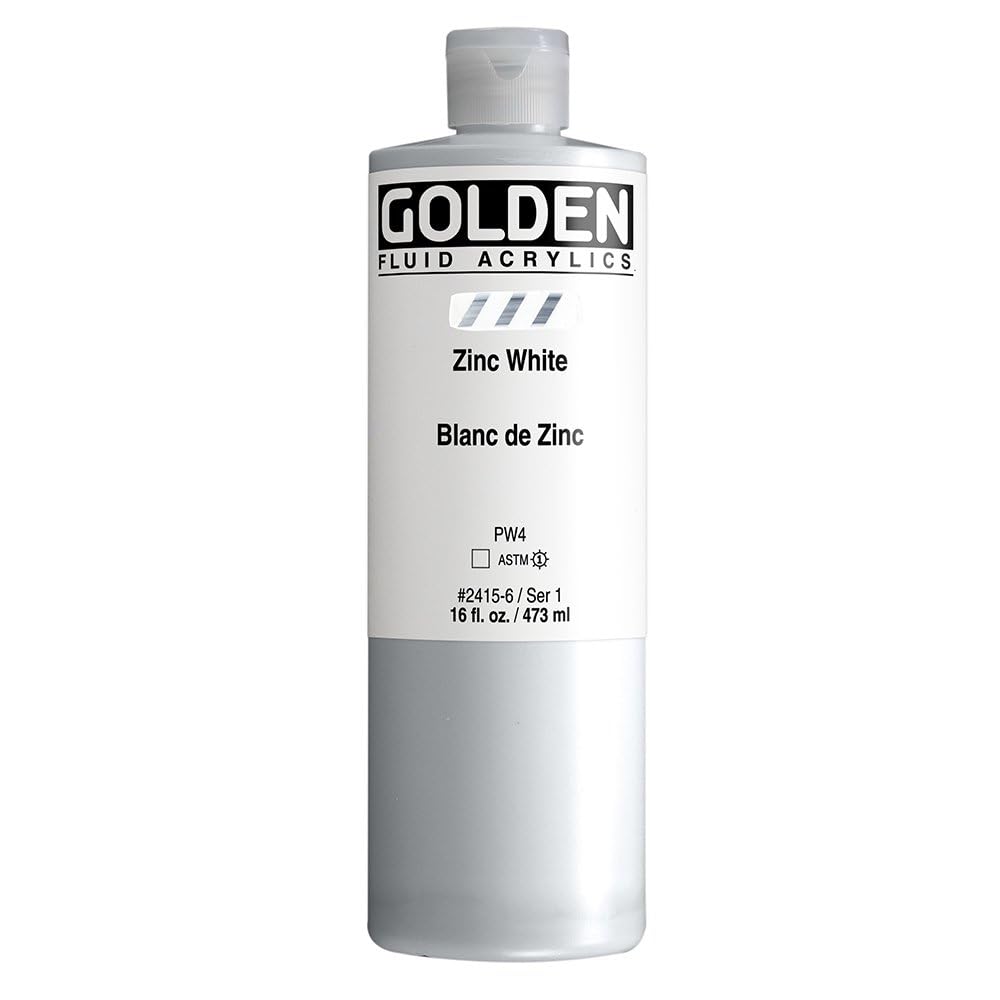 Golden : Fluid Acrylic Paint : 473ml (16oz) : Zinc White