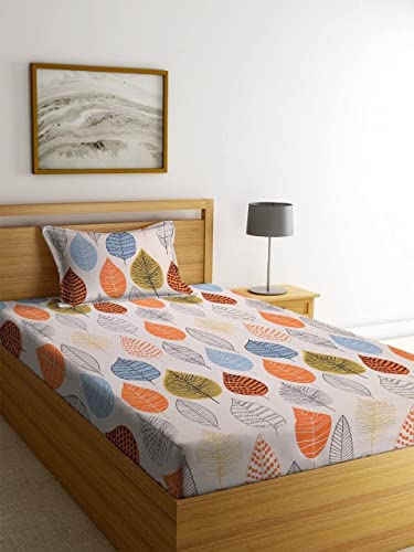 Image of Prime Collection 225 TC Cotton-Blend Fabric Single Bedsheet with 1 Pillow Cover - Single Bedsheet for Single Bed (Peach)
