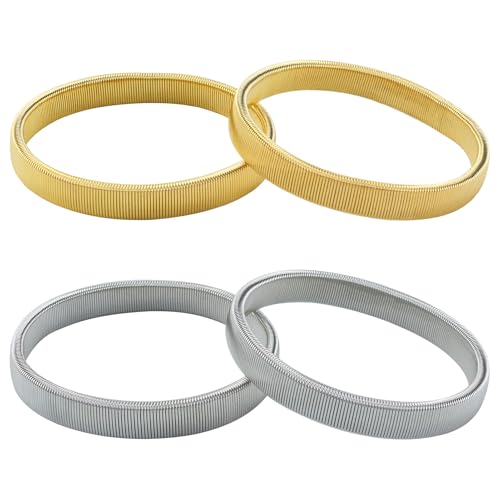 RESTALLADNWEST Sleeve Garters, 2 Pair Shirt Sleeve Holders, Anti-Slip Metal Garter Armbands, Elastic Adjustable Garter Armbands, Arm Garters Shirt Garters for Men Women (Gold & Silver)