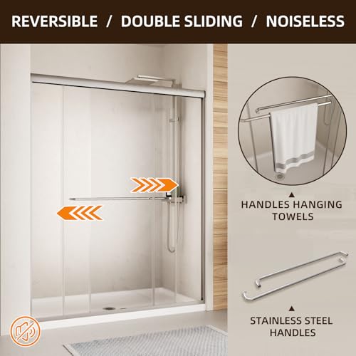 Image of Royal Guard Double Sliding Shower Door,44-48 inch W x 72 inch H,Brush Nickel