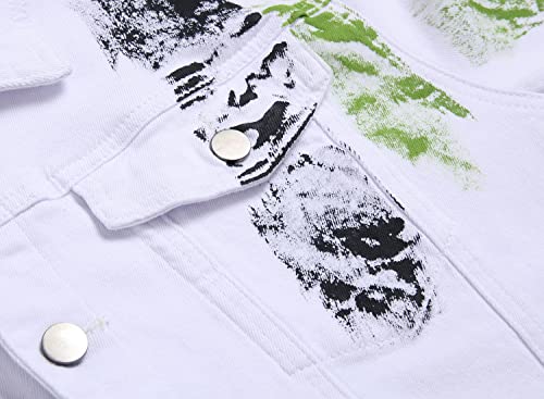 Image of Mens Denim Jacket Ripped Slim Jean Jacket Coat for Men