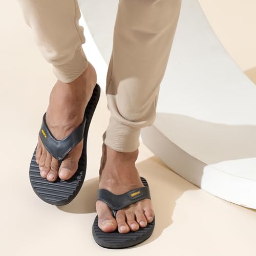 Image of SPARX Men SFG-99 Dark Grey Golden Yellow Flip Flops (Size - 6)