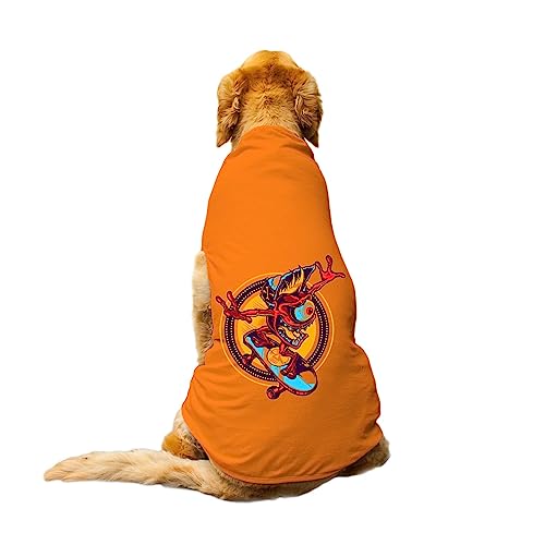 Image of Dog T-Shirt Cali Skater Printed Round Neck Sleeveless Tank /Tee Comfort, Breathable, Lightweight Dog Clothes /Apparel for Small /Medium and Big Dogs Breeds.(Orange /XXL)