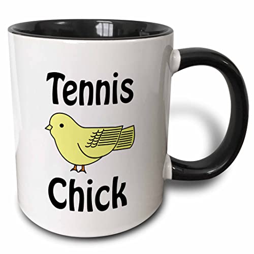 3dRose Tennis Chick 11oz Two-Tone Black Mug