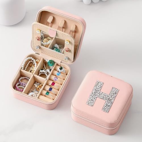 Parima-Gifts-for-Her-Birthday-Gifts-for-Her-Gifts-for-Wife-Gifts-for-Girlfriend-Valentines-Day-Gifts-for-Her-Personalized-Initial-Jewelry-Box-Travel-Jewelry-Case-Letter-H-Pink