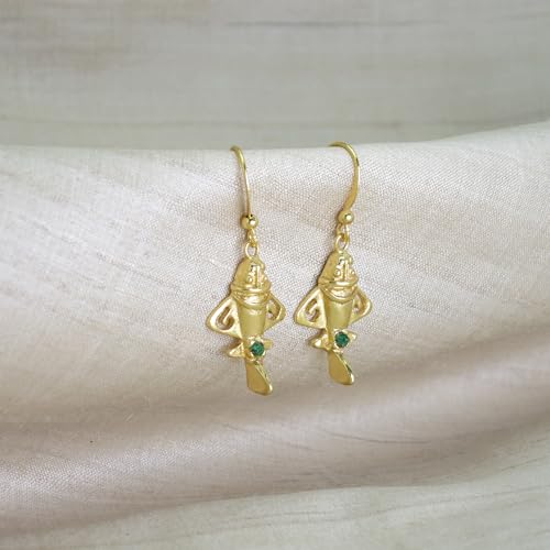 Image of Across The Puddle, Earrings Pre-Columbian Quimbaya Golden Jet | Ancient Aircraft | Original Golden Jets Collection