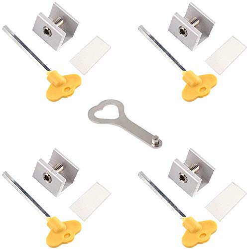 Adjustable Sliding Window Locks Stops Security Door Lock Stopper with Key 4 Set