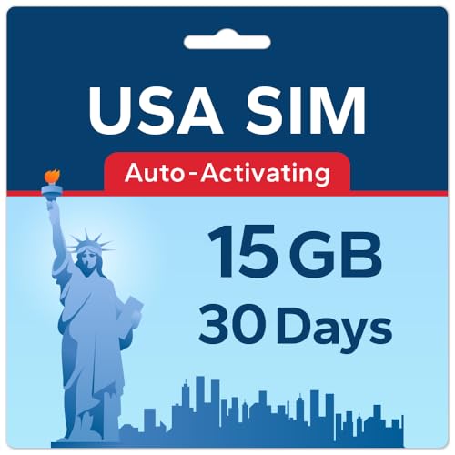 TSIM Carte SIM USA 30 Jours 15 Go | Réseau 5G Multi-opérateurs à Haute Couverture | Activation Automatique | Plan Rechargeable | Hotspot autorisé | Données Uniquement
