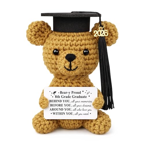 JoycuFF 8th Grade Graduation Gifts Funny Positive Crochet Bear