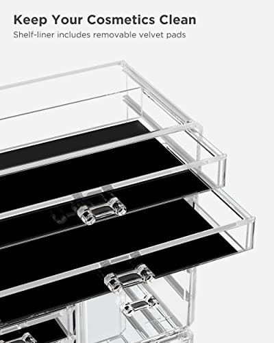 Hblife Makeup Organizer Acrylic Cosmetic Storage Drawers And Jewelry Display Box With 11 Drawers, 9.5 X 5.4 X 15.8 Inches, 4 Piece, Clear #TOP5