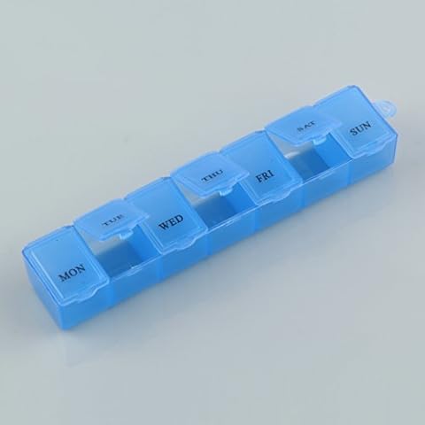 Sannysis Weekly Medicine Storage Organizer Container Case 7 Day Tablet Pill Box Holder (Blue) Cover