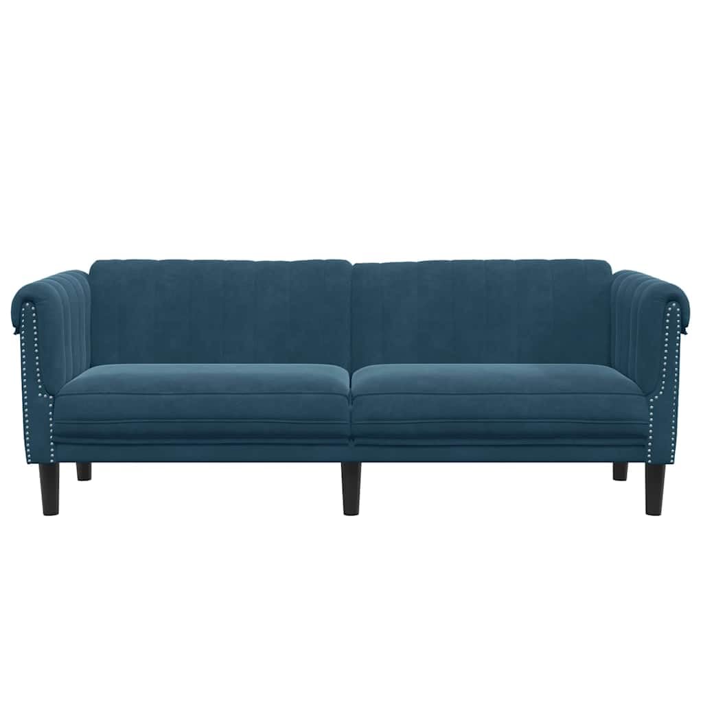 Divano 3 posti Velluto Blu | Comoda seduta imbottita, gambe robuste, design moderno, capacità 110 kg per sedile