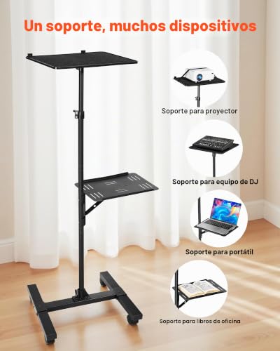Soporte proyector suelo de 860-1360 mm con 2 bandejas de carga y rotación 360° 3