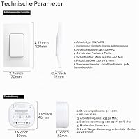 Cerhot funk lichtschalt funkschalt 230v funk lichtschalter ohne batterie set lichtschalter funk wireless light switch funkschalter batterielos funktaster funk-wandschalter für lichter (US 1Gang 1V1 a) – Ansicht 2