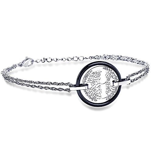 CXYWBD Bracelet en céramique Blanc Noir, Arbre de Vie Creux, Cercle en céramique, Bracelet à Breloques Fait à la Main pour Femmes