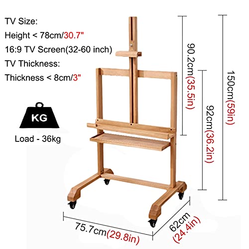 Soporte móvil de madera para TV, resistente y con ruedas miniatura 2