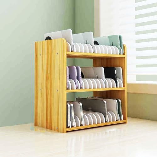 Classroom Cell Phone Holder with 3 Layers and 45 Grids, Wooden Locker for Desktop Organization, Solves Phone Distraction in Schools