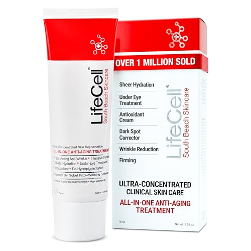 LifeCell All In One Anti-Aging Cream – Reduces Wrinkles, Fine Lines, Dark Circles & Sun Damage – Retinol, Vitamin C, DMAE & Hyaluronic Acid – Fragrance-Free, for All Skin Types (2.54oz)