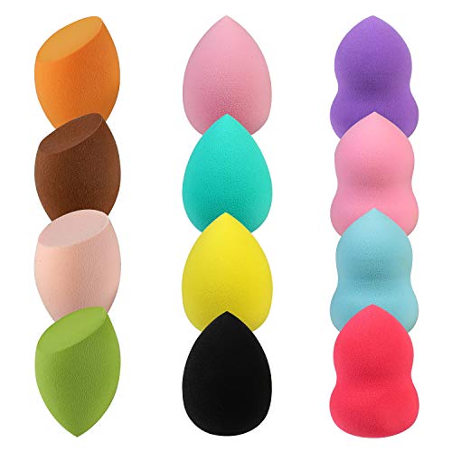 Professional Beauty Dry and wet makeup sponge，Beauty Foundation Blending Sponges, Flawless for Liquid, Cream, and Powder, Multi-colored Makeup Sponges-12 Pcs Set