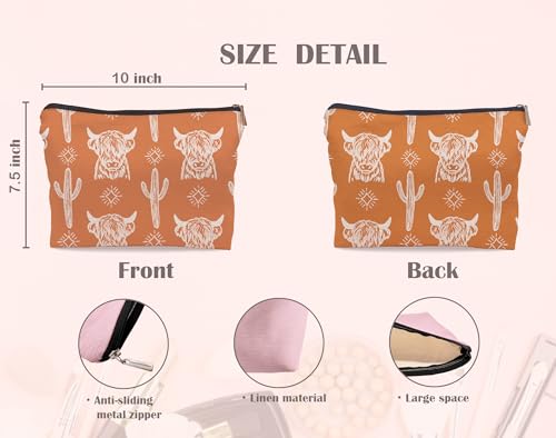 Image of Western Cow Makeup Bag,Western Cow Gifts For Women,Cowgirl Stuff For Women,Cowgirl Gifts(COW A)