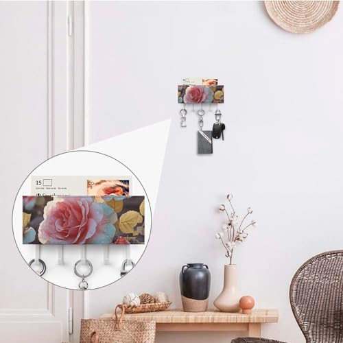 Decoración de pasillo con soporte para llaves de rosas y flores silvestres 5