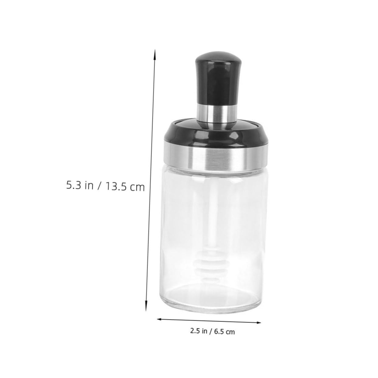 COLLBATH 3pcs Honey Dispenser Transparent Glass Honey Container with Dipper and Lid Multiuse Sugar Storage Jar Jam and Oil Kitchen Canister Supplies