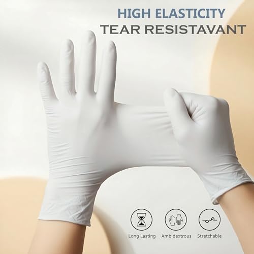 Image of 100 Pcs Disposable Nitrile Gloves | Powder-Free, Latex-Free, Food Safe & Chemical Resistant Hand Gloves for Kitchen, Medical, Salon, Cleaning & Lab (Medium)