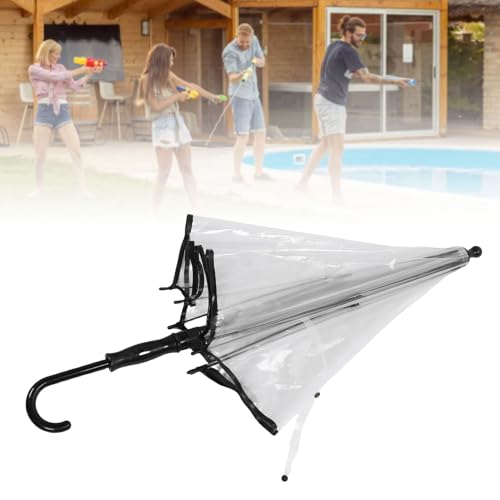 Ombrello Trasparente per Bambini 2 in 1 con Spray Acqua – Ombrello Gioco per Feste ed Attività all’Aperto, Manico Lungo, PVC Sicuro, Divertimento Estivo