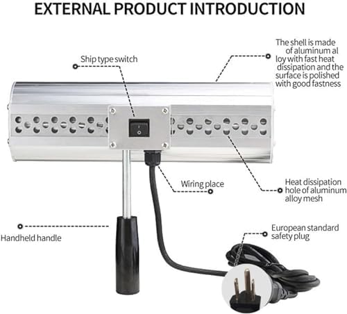 Infrared Paint Curing Lamp, 1000W Handheld Paint Dryer for Auto Body Paint Drying and Maintenance, Efficient Baking Heating Light